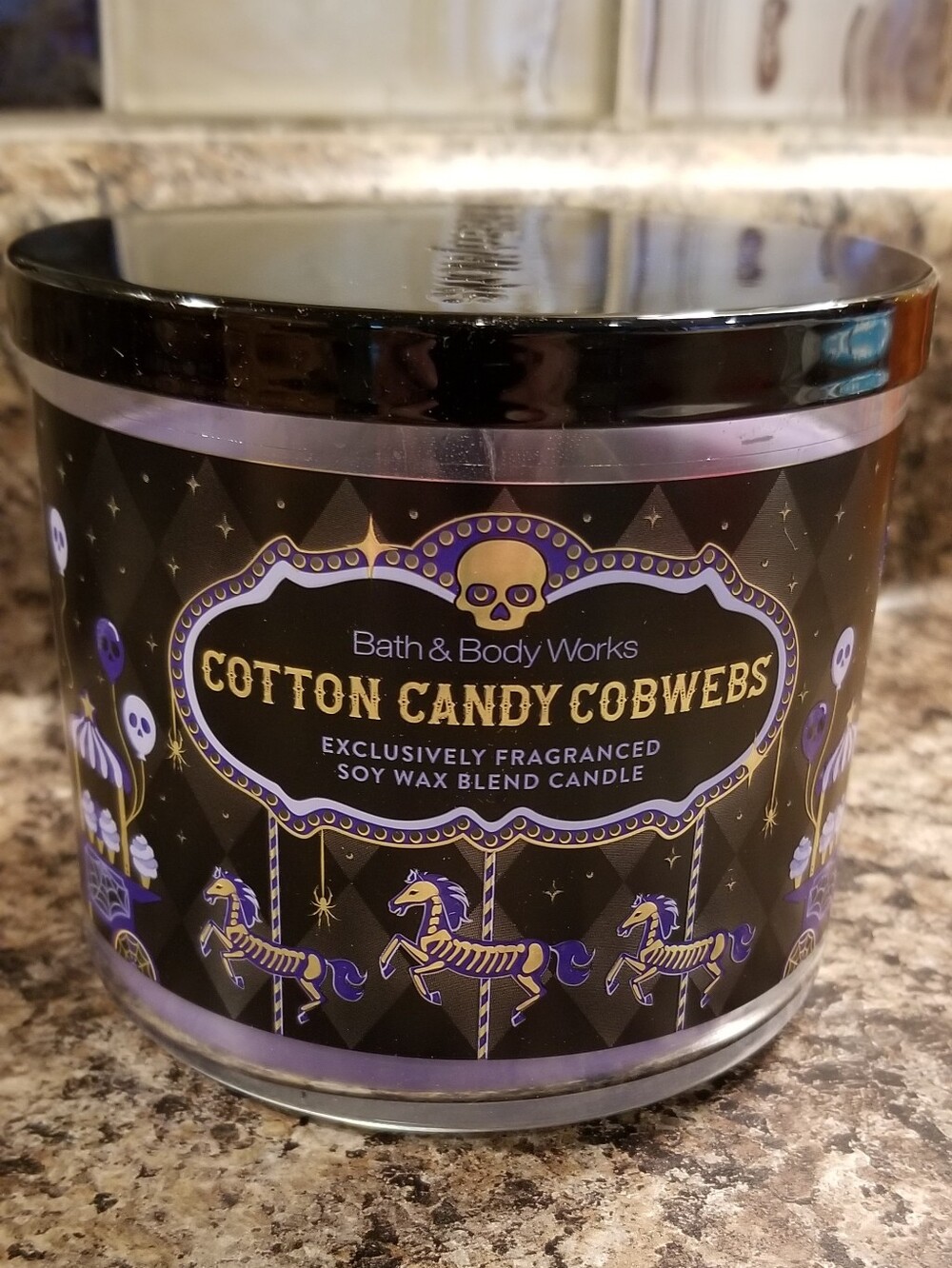 Bath & Body Works Cotton Candy Cobwebs Candle - Purple & Black